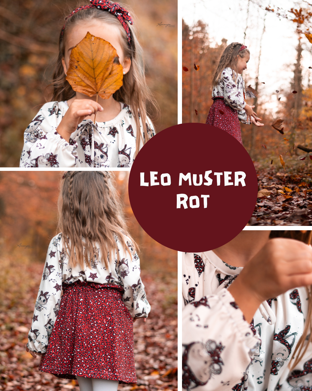 0.5m BIO French Terry Leo Muster rot