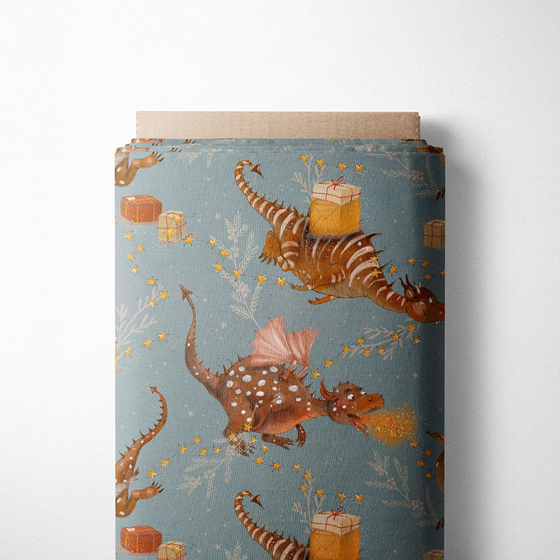 RESTSTÜCK 100cm BIO French Terry Weihnachtsdrache