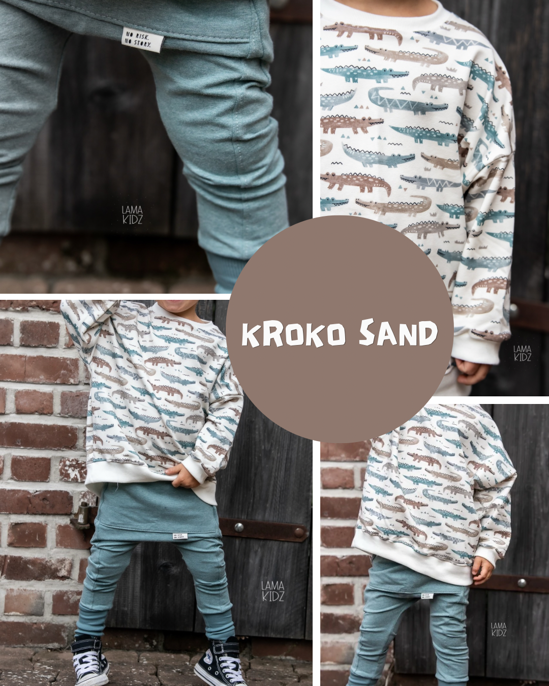 0.5m BIO French Terry Kroko sand