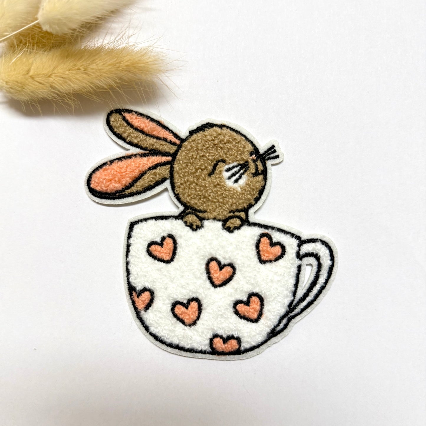 Chenille Patch: Tassen-Häschen | 10x10cm