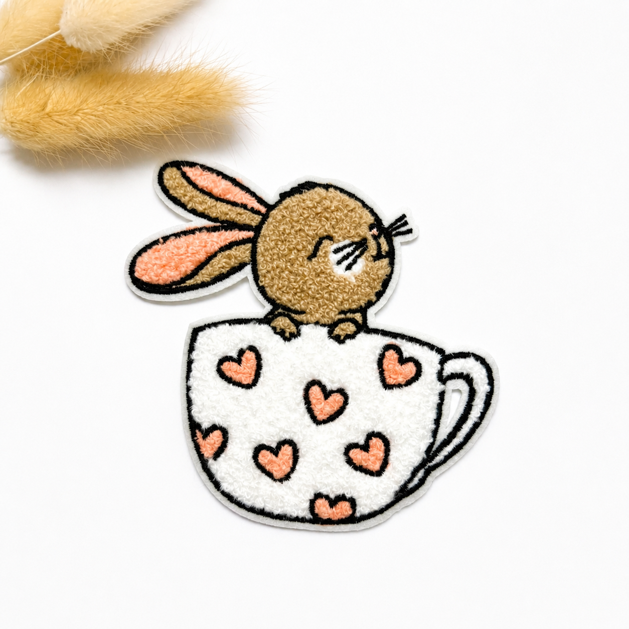 Chenille Patch: Tassen-Häschen | 10x10cm