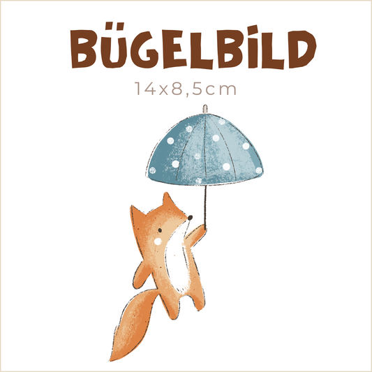 Bügelbild Animal Umbrella: Fuchs blau | 14x8,5cm