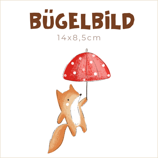 Bügelbild Animal Umbrella: Fuchs rot | 14x8,5cm