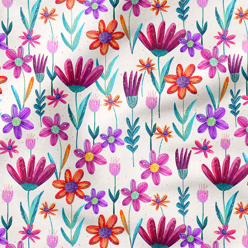 0.5m BIO French Terry Aquaflowers natur