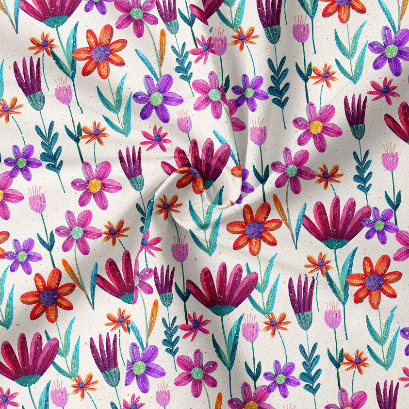 0.5m BIO French Terry Aquaflowers natur