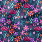 0.5m BIO French Terry Aquaflowers dark
