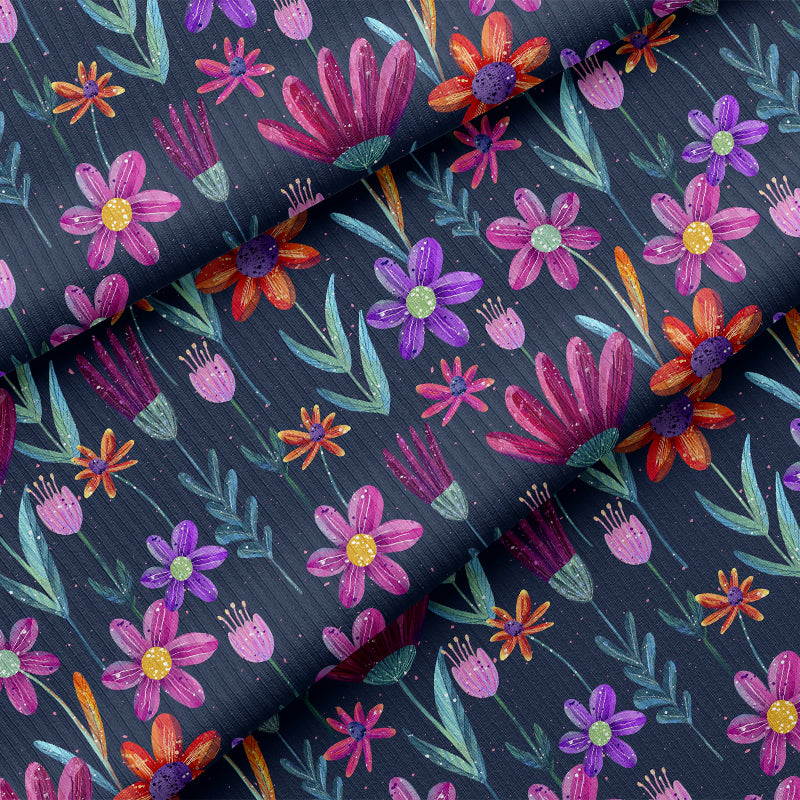 0.5m BIO Rippjersey Aquaflowers dark