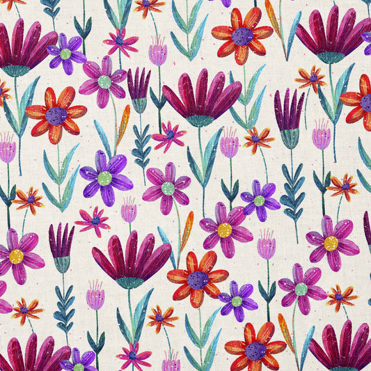 0.5m Baumwolle Aquaflowers natur *VORBESTELLUNG: Lieferzeit 4-6 Wochen*