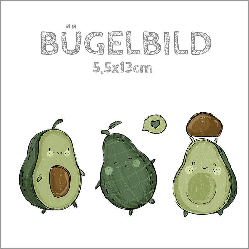 Bügelbild Avocado Team | 5,5x13cm