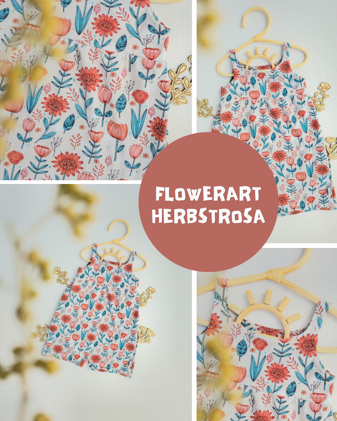 0.5m BIO French Terry Flowerart herbstrot