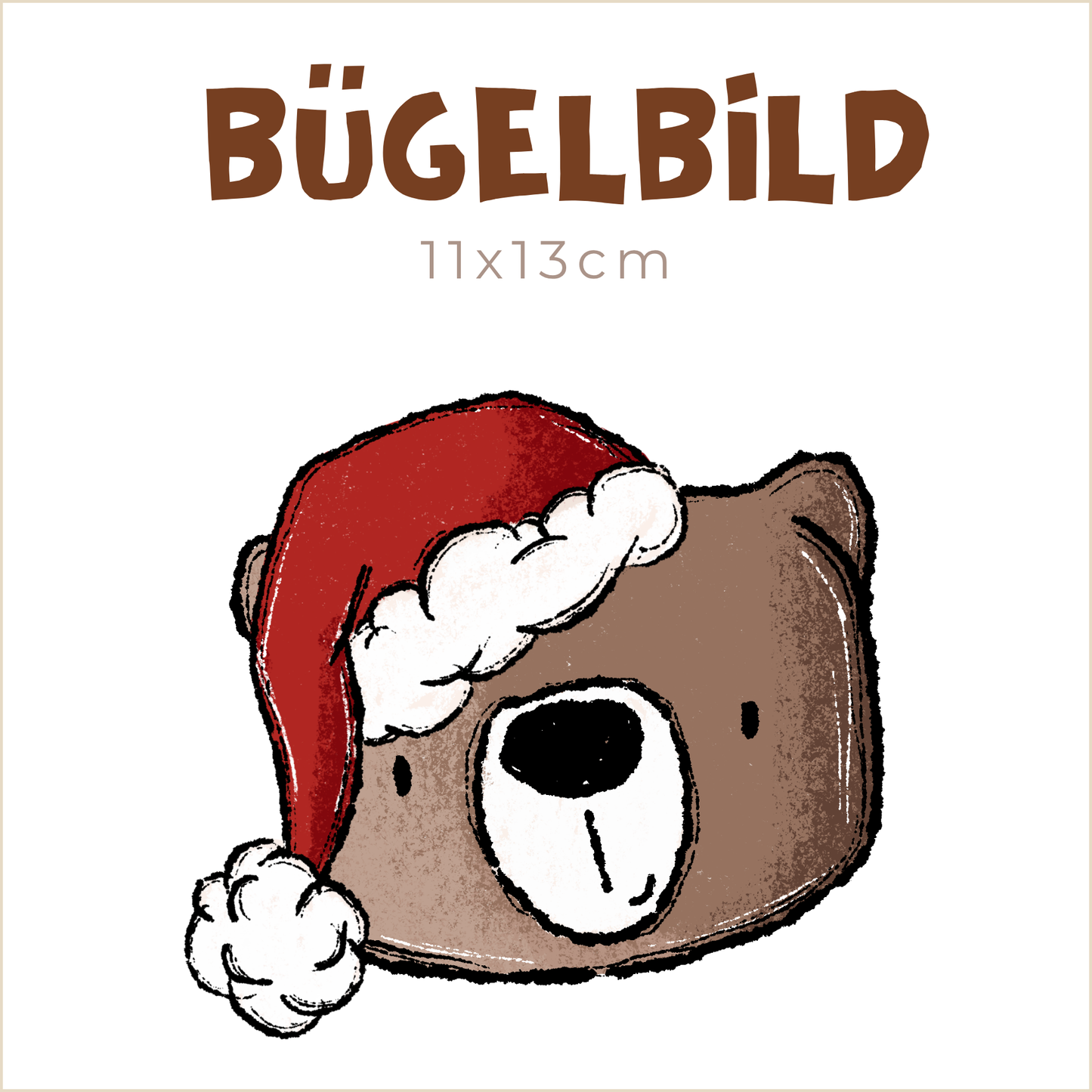 Bügelbild Bärenweihnacht: Bär mit Mütze | 11x13cm