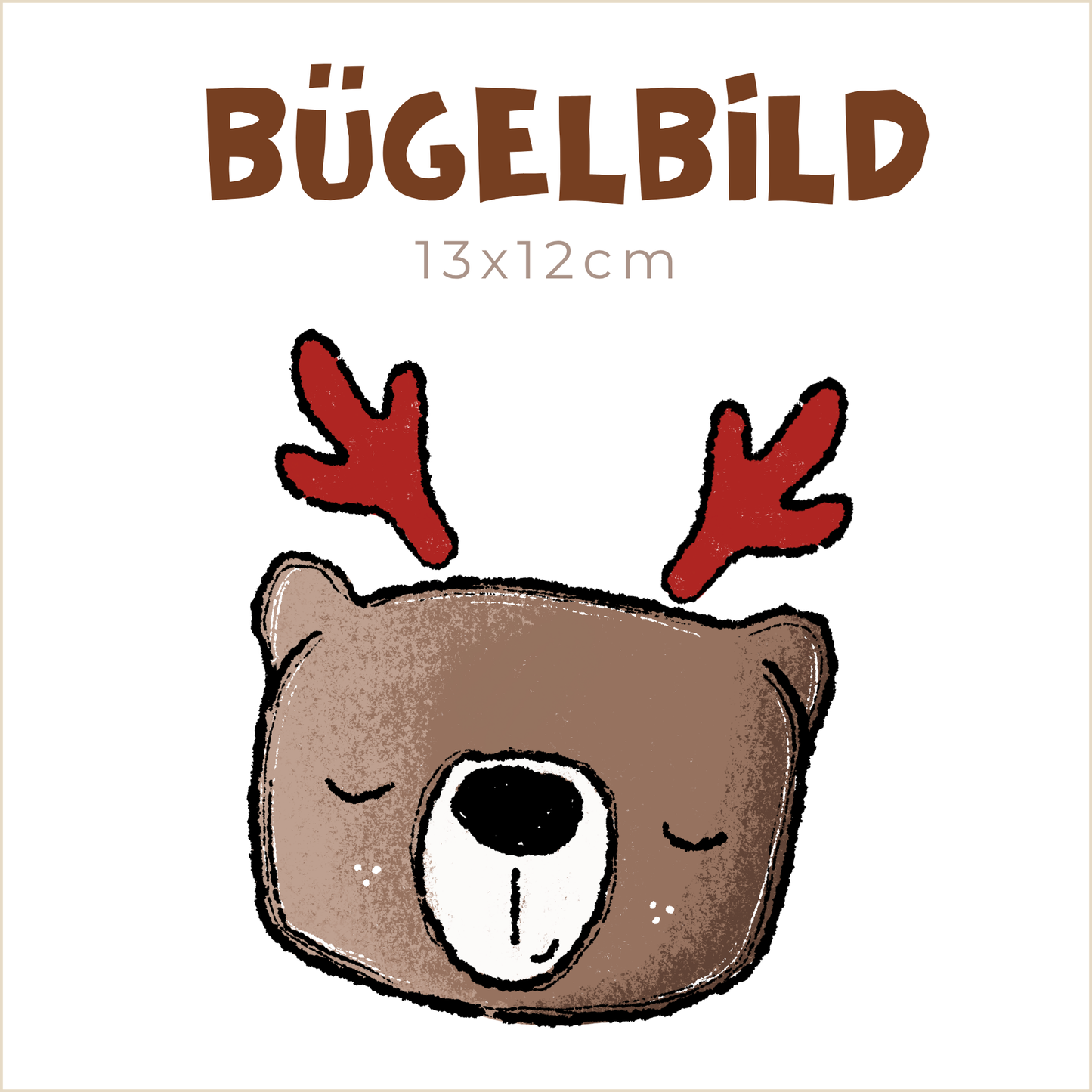 Bügelbild Bärenweihnacht: Bär mit Ohren | 13x12cm