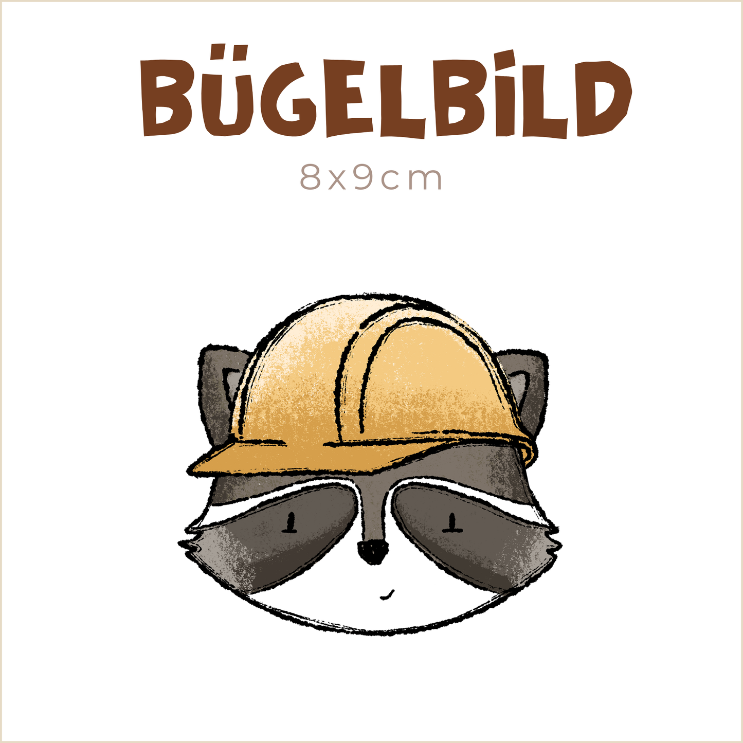 Bügelbild Baustellenleitung: Waschbär | 8x9cm