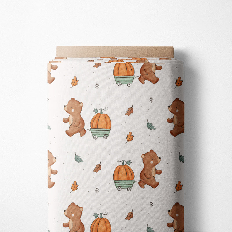 RESTSTÜCK 100cm BIO French Terry Bear and Pumpkin