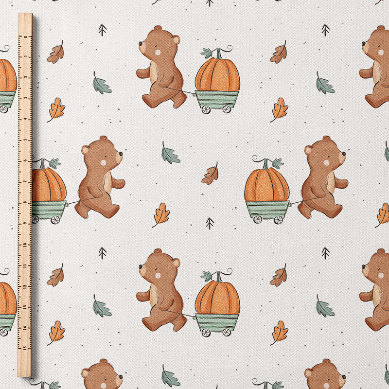 RESTSTÜCK 100cm BIO French Terry Bear and Pumpkin