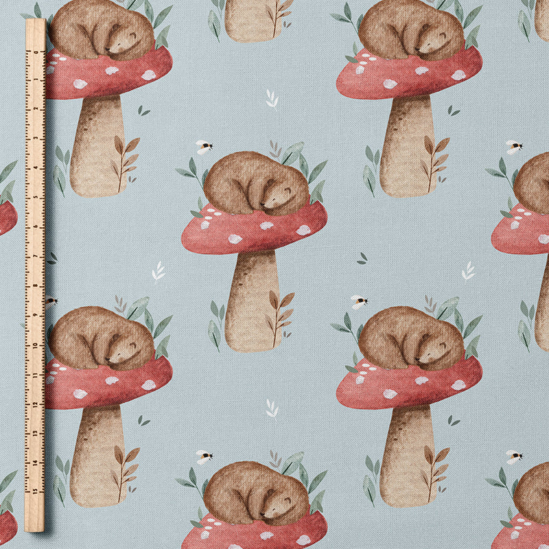 0.5m BIO French Terry Beary Mushroom sky  *STOFFÜBERSICHT*