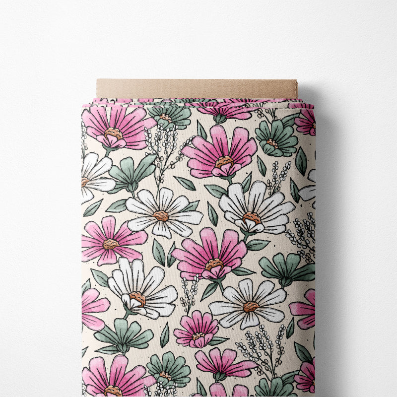 0.5m BIO French Terry Blümchenzeit rosa