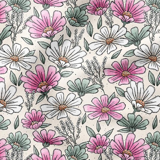 0.5m BIO French Terry Blümchenzeit rosa