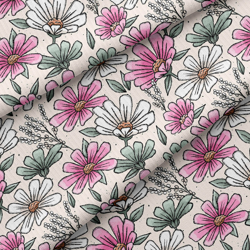 0.5m BIO Rippjersey Blümchenzeit rosa