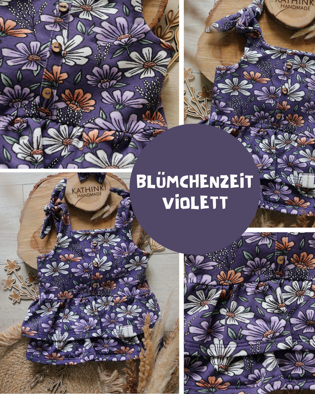 0.5m Biojersey Blümchenzeit violett