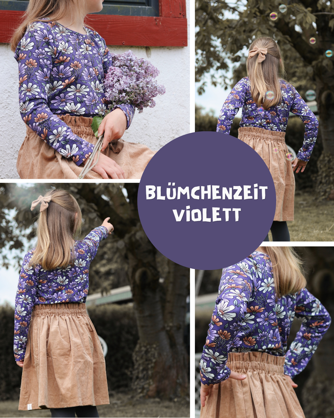 0.5m BIO French Terry Blümchenzeit violett