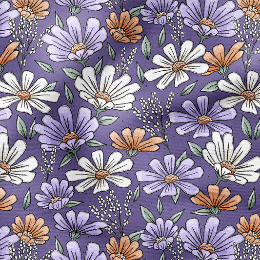 0.5m BIO French Terry Blümchenzeit violett *STOFFÜBERSICHT*