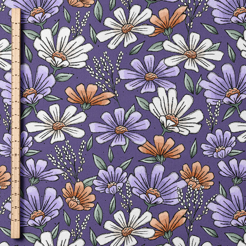 0.5m BIO Ribjersey Blümchenzeit violett