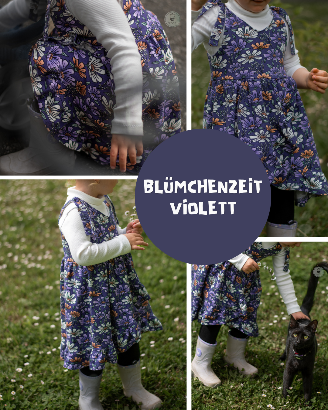 0.5m BIO French Terry Blümchenzeit violett