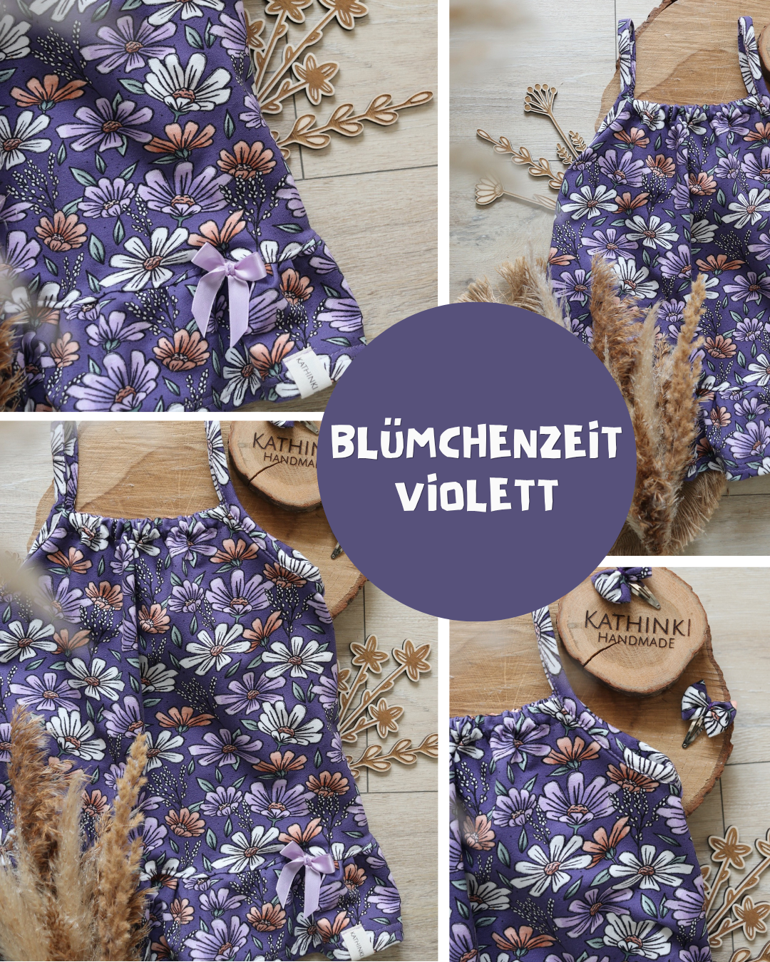 0.5m BIO French Terry Blümchenzeit violett