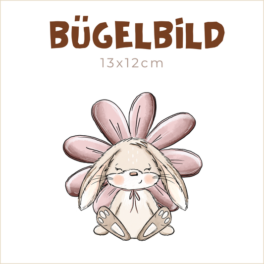 Bügelbild Blumenhase sitzend | 13x12cm