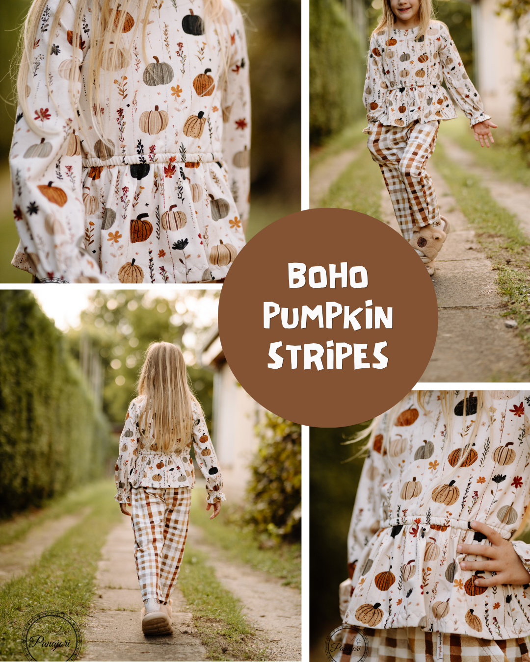 RESTSTÜCK 50cm French Terry Boho Pumpkin Stripes