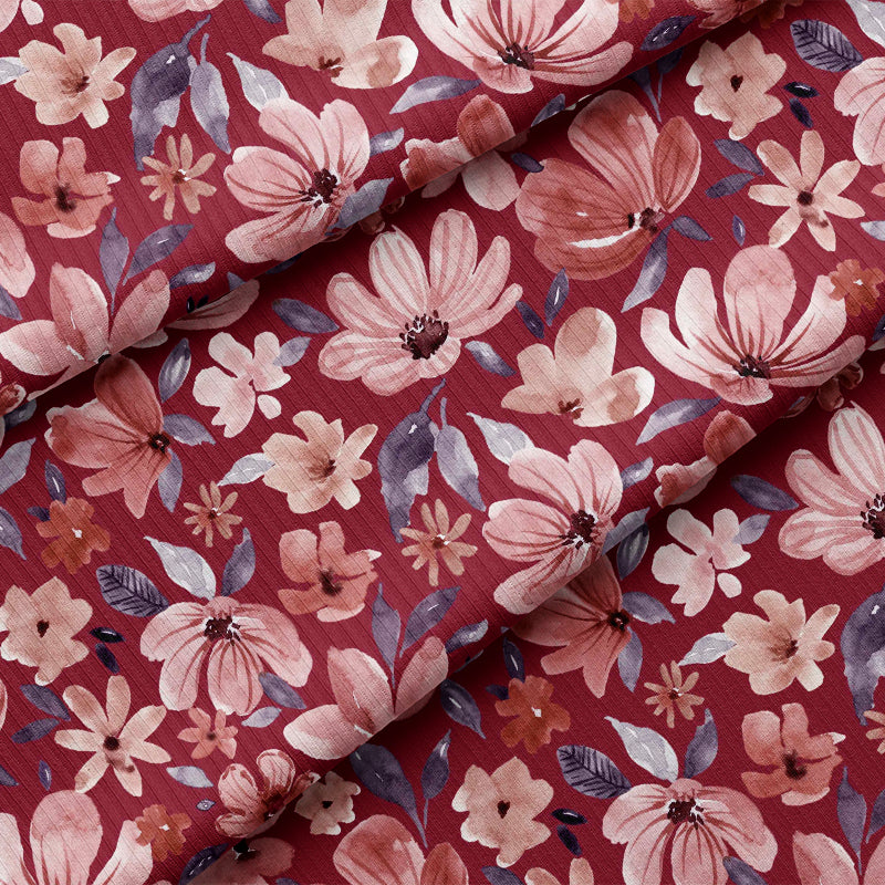 0.5m BIO Rippjersey Boho Floral berry