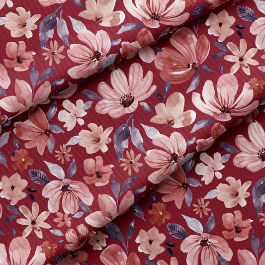 0.5m BIO Rippjersey Boho Floral berry