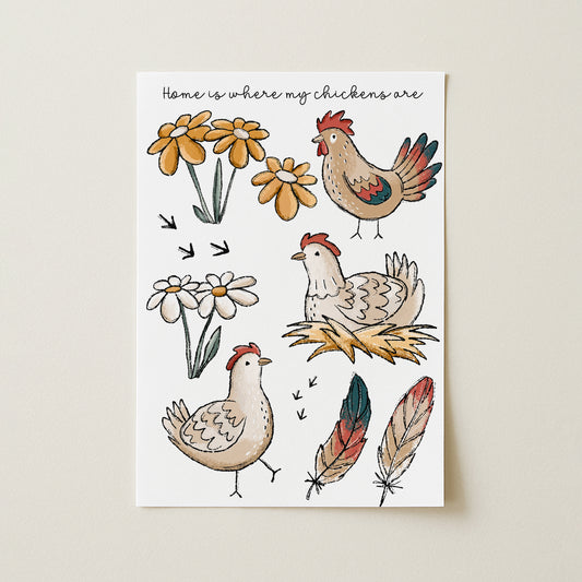 Bügelbild-Bogen Hühnerglück