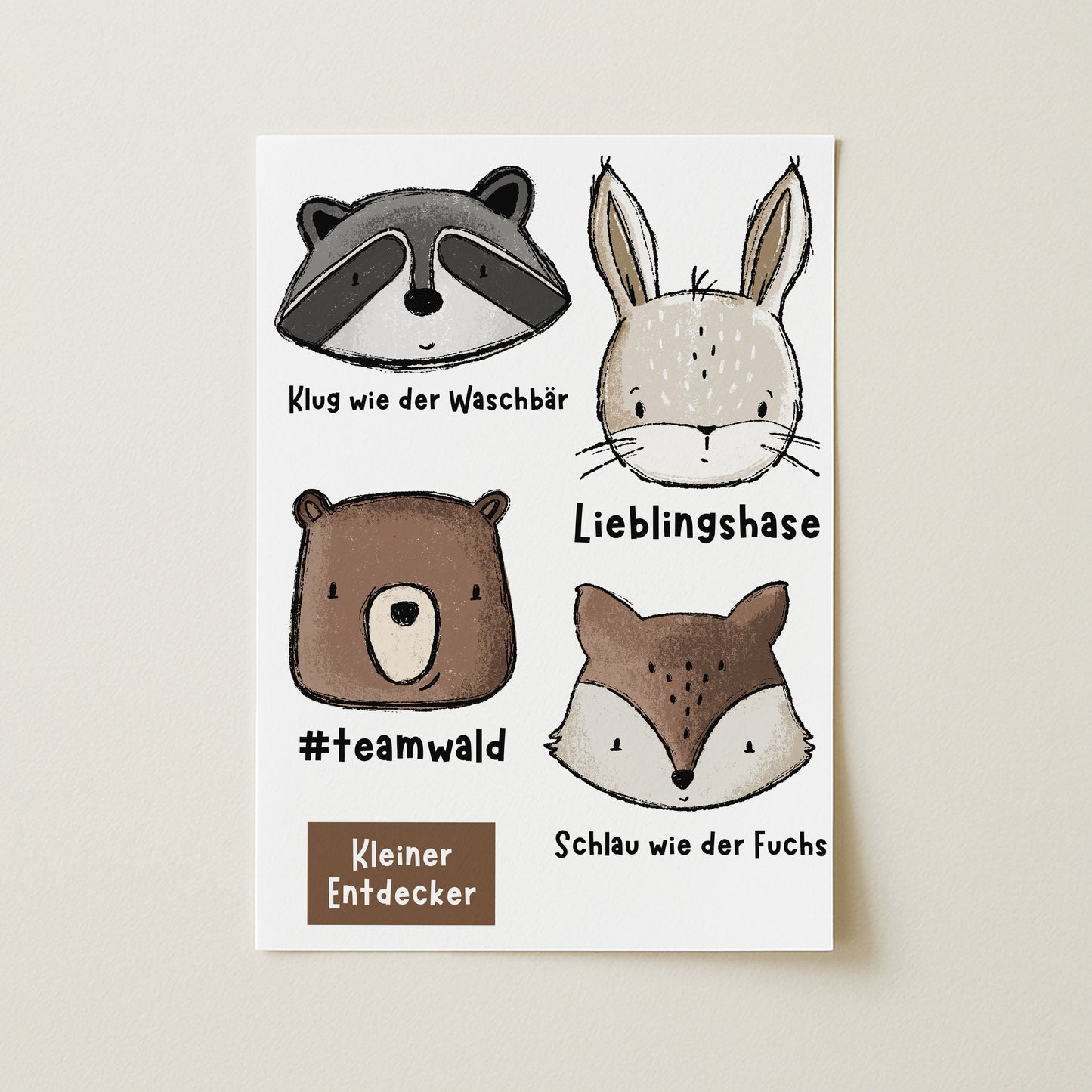 Bügelbild-Bogen Tier-Team