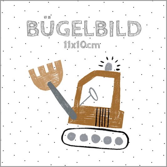 Bügelbild Baufahrzeuge | Bagger Up | 11x10cm