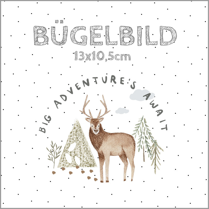 Bügelbild Big Adventures Await | 13x10,5cm