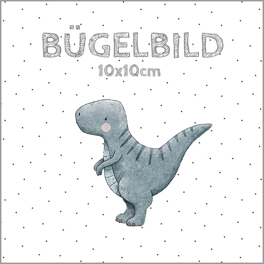 Bügelbild Dinos: T-Rex blau  | 10x10cm