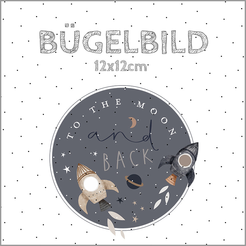 Bügelbild To the moon and back Kreis | 12x12cm