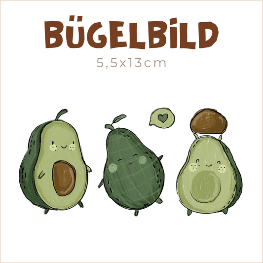 Bügelbild Avocado Team | 5,5x13cm