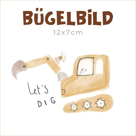 Bügelbild Bagger Lets Dig | 12x7cm