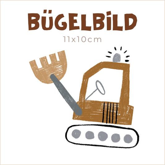 Bügelbild Baufahrzeuge | Bagger Up | 11x10cm