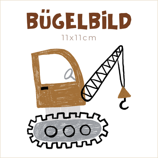 Bügelbild Baufahrzeuge | Baukran | 11x11cm