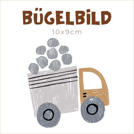 Bügelbild Baufahrzeuge | LKW mit Steinen | 10x9cm