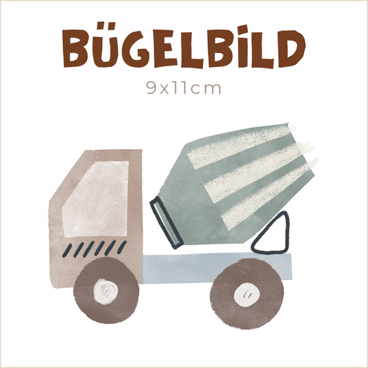 Bügelbild Baustellengetümmel: Betonmischer teal | 9x11cm