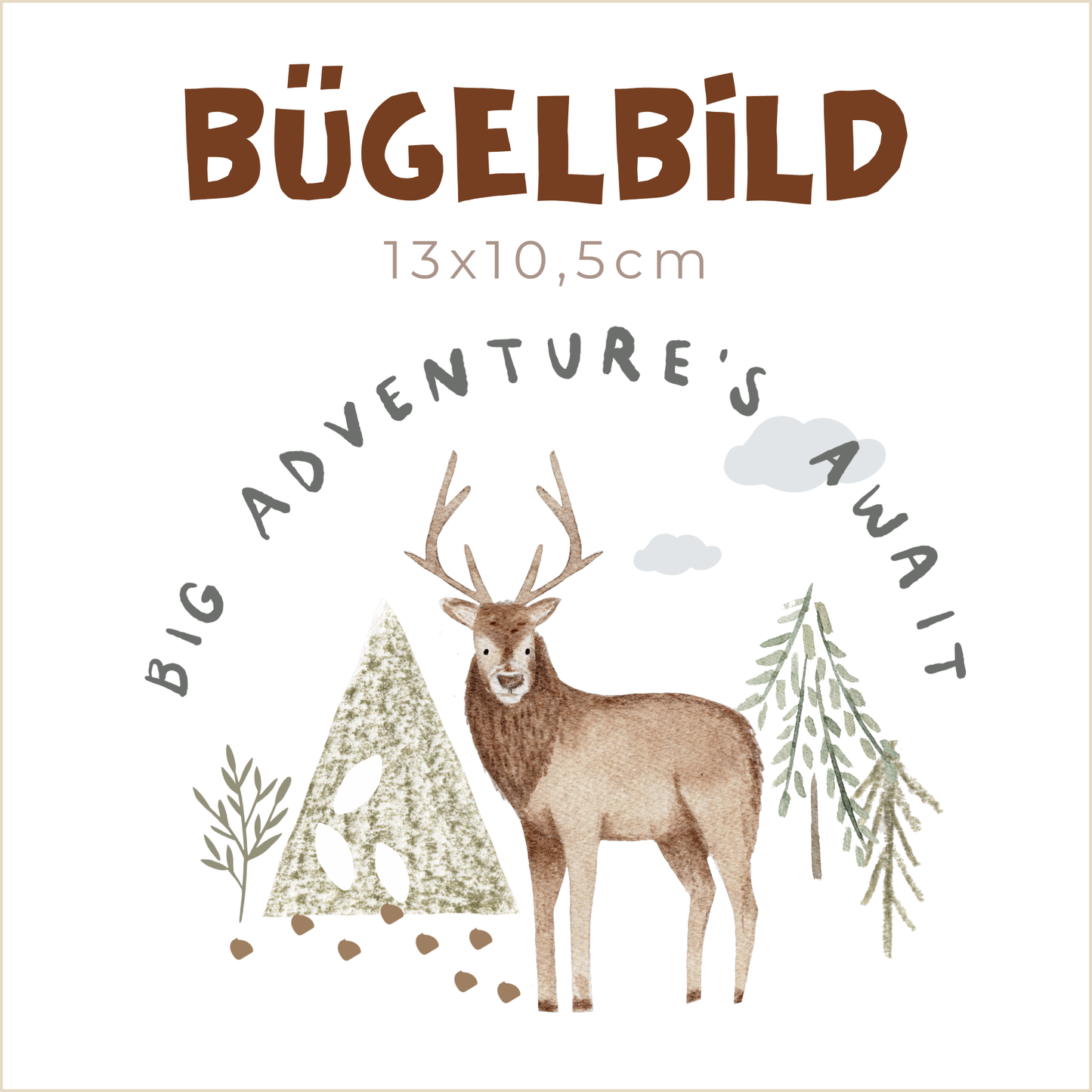 Bügelbild Big Adventures Await | 13x10,5cm