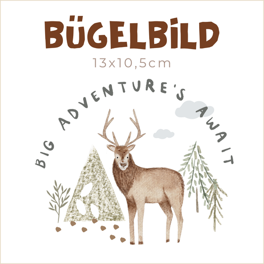 Bügelbild Big Adventures Await | 13x10,5cm