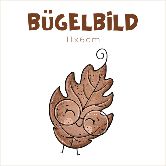 Bügelbild Blätterliebe braun | 11x6cm