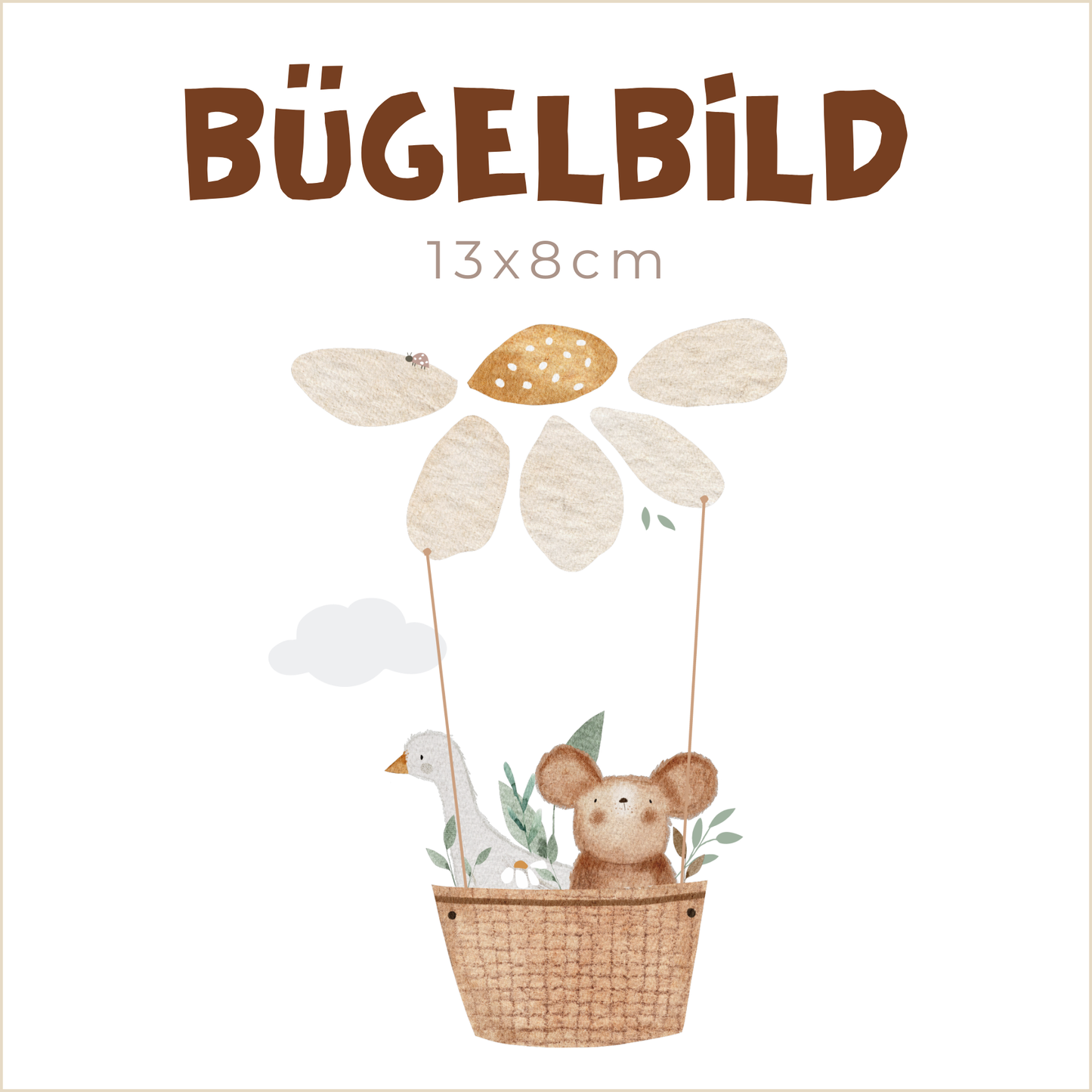 Bügelbild Blumen Ballonfahrt | 13x8cm