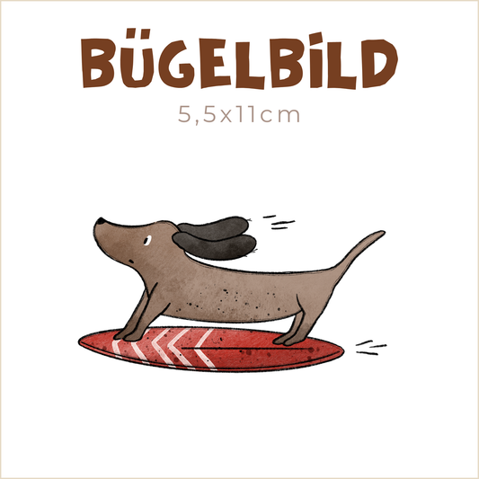 Bügelbild Dackel at the Beach - Surfer | 5,5x11cm